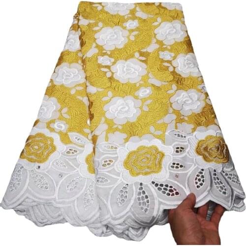 Cotton Nigerian Lace Fabric High Quality Lace 2021 Swiss Voile Lace Fabric Embroidered African Dry Lace for Wedding