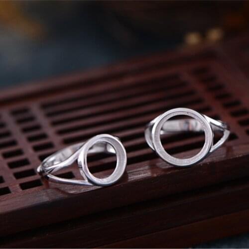 Ring Blank (10x10mm/12x12mm Round Blank) Long-Lasting White Gold Plated 925 Silver Ring Base Adjustable Ring Setting R667B