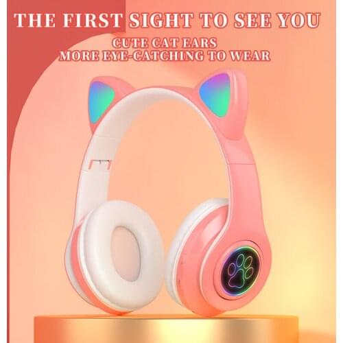 Luminous Bluetooth 5.0 Headset Wireless Cat Ear Headphone For Kids Girls Gift Portable Audio Bluetooth Wireless Headset