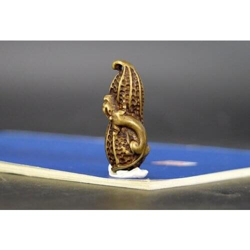 Chinese Old Collectibles pure brass lucky Peanut pixiu small pendants