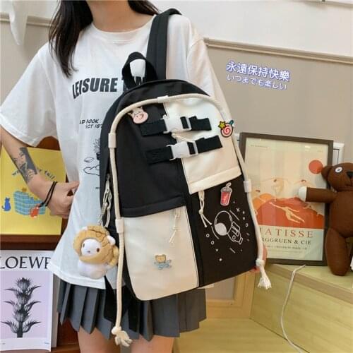 Fashion womens backpack 2021 Female Patchwork School bag large nylon Japan Style cheap kawaii cute Travel backpack for women