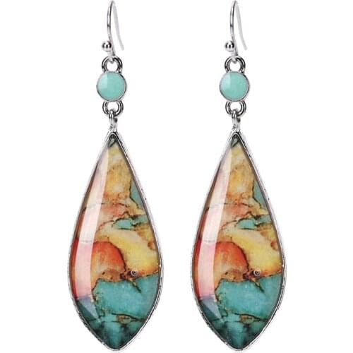 Murano Glass Inspiration Art Lampwork Waterdrop Glazed Earrings Jewelry For Women Long Dangle Earrings Gift
