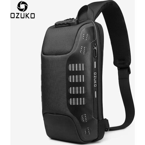 OZUKO Fashion New Men Chest Bag Multifunction Anti-theft Chest Pack Male Waterproof Sling Messenger Bags USB Mens Crossbody Bag