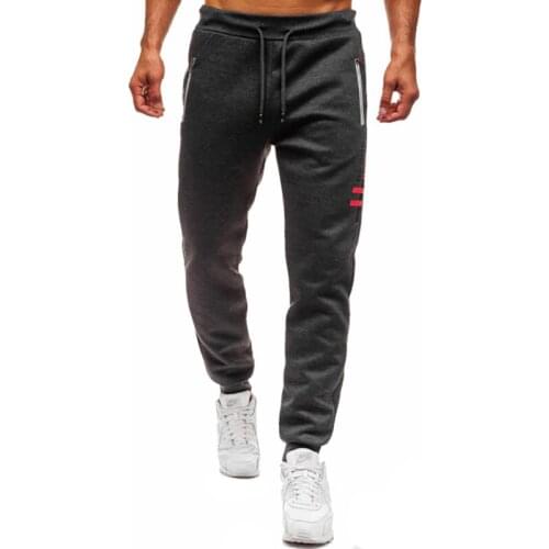 Mens Casual Pants Pocket Zipper Design Sport Pants Full Length Drawstring Sweatpants