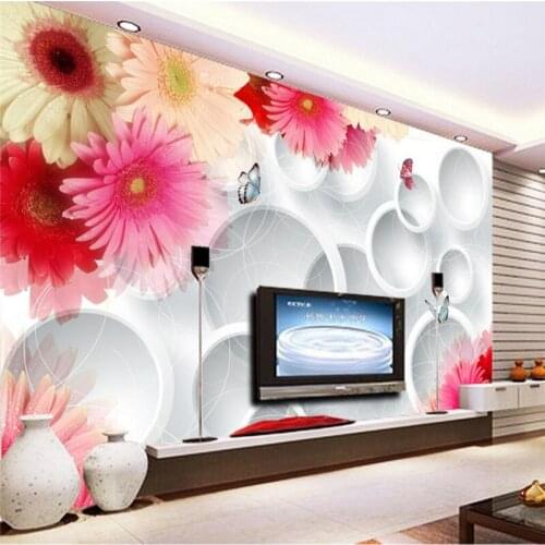Beibehang papel de parede Custom Photo Wallpaper Mural Sticker Fancy Chrysanthemum 3D Stereo TV Wall wallpaper for walls 3 d