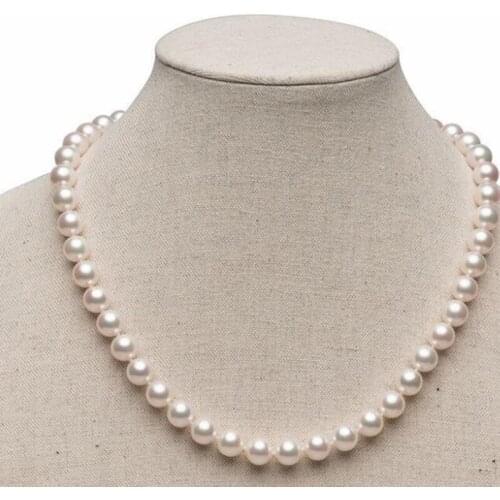 8-9mm natural south sea genuine white round pearl necklace 925silver