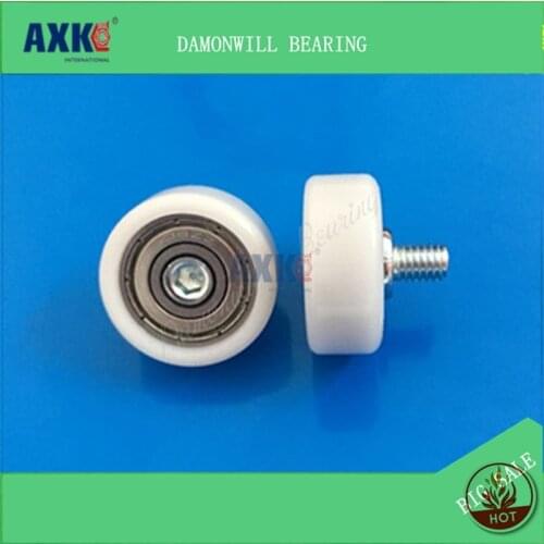 8*27*11POM rubberized nylon wheel 608 4PCS 608PU with screw bearing polyurethane roller pulley rubber wheel