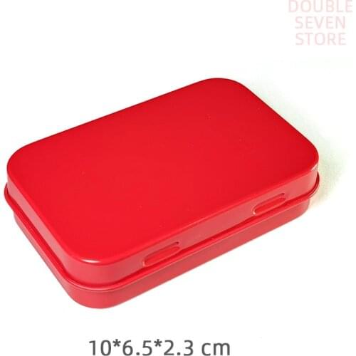 10cm Rectangle red metal storage box blank solid color office desktop organizer case 1pcs