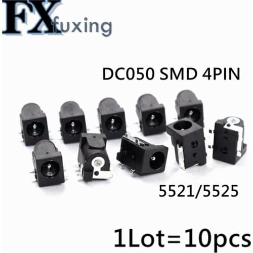 10pcs SMD DC-005 DC-050 DC Power Jack Socket Connector DC005 5.5*2.1mm 5.5*2.5mm 2.1 / 5.5x2.5 mm socket Round the needle Black