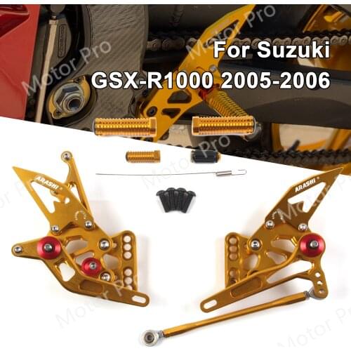 Adjustable Footrests For Suzuki GSXR 1000 2005 2006 Motorcycle Accessories Foot Pegs Rearsets Pedal GSX-R GSX R GSXR1000 GOLD