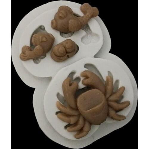 Minsunbak Ocean Series Cartoon crab fish shape silicone mold DIY Chocolate cake decoration tool Exquisite Kitchen accessories