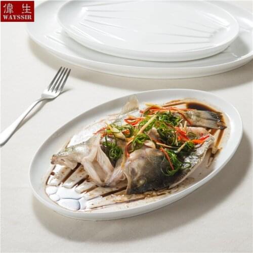 High-Quality Super White Porcelain Restaurant Hotelware Dinner Plate Healthy Life Oil Filter Oval Shape Home Use Ceramics Dish