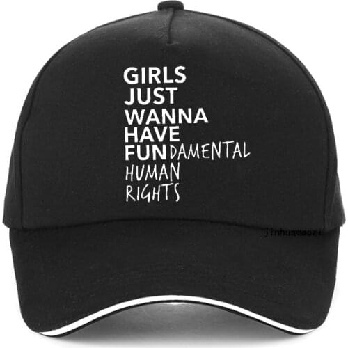 Girls Just Wanna Have Fundamental Human Rights letter print Baseball cap Feminist Feminism hat adjustable snapback hats