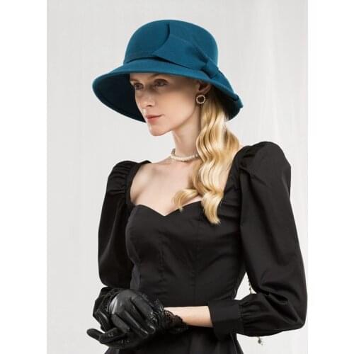 Lady Fedoras Wool Hat Girls Fashion Dome Cap Female Wool Fedoras Hats British Fashion Wool Hats Winter Top Hats Adjust A20