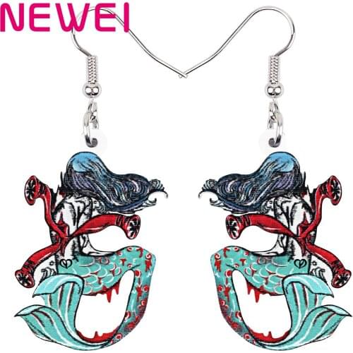 Bonsny Halloween Acrylic Horrror Blood Tentacle Fish Beauty Earrings Big Drop Dangle Charm Jewelry For Women Girls Gifts Charms