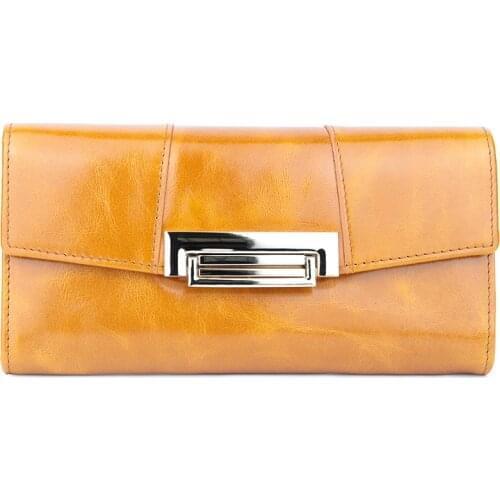 Female Genuine Leather Long Clutch Purse Women Coin Wallet Fashion Style Female Handy wallets Portomonee Clamp For Phone Bag