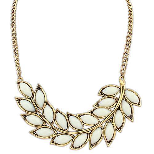Lady Girl Bib Statement Collar Chain Resin Leaves Branch Pendant Necklace Gift