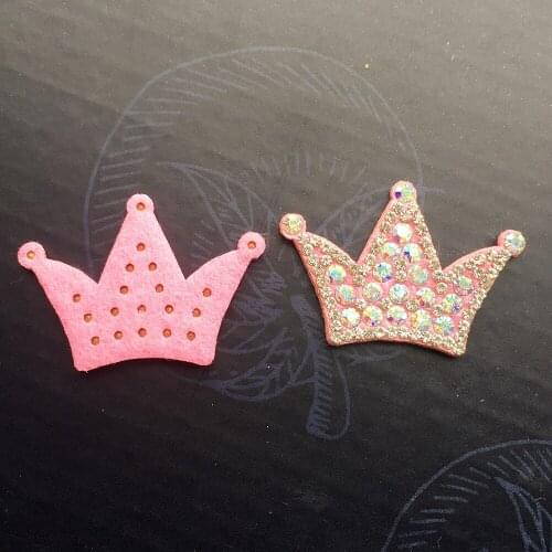 High Quality 10pcs Non-woven Fabric Diamond AB Rhinestone Crown Pink Children Hairpin Headband Clothing Accessories DIY