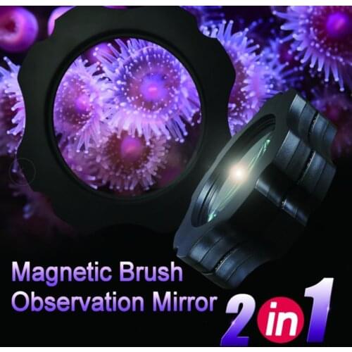 2 In 1 Aquarium Seawater Magnetic Clean Brush Observation Mirror Coral Magnifying Glass Algae Cleaner Aquarium Accessoires