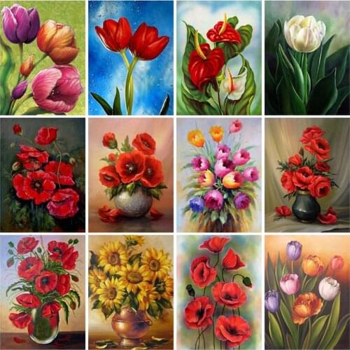 5D DIY Diamond Painting Flower Vase Cross Stitch Kit Full Square Drill Embroidery Mosaic Rose Picture of Resin Gift Home Decor