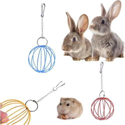 8.5cm Hanging Iron Wire Ball Hamster Rabbit Guinea Pig Pet Toy Food Feeder Dispenser Spherical Garden Style Bird Cage Ornament