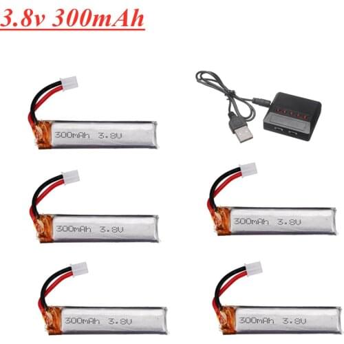 1S 3.8V 300mAh 30C 4.35V FPV Lipo Battery + 5 in 1 Charger Set For RC FPV Racing Drone Spare Parts Accessories 3.8v Battery