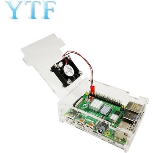 Raspberry Pi 4B Model Acrylic Case Box Contains A Fan