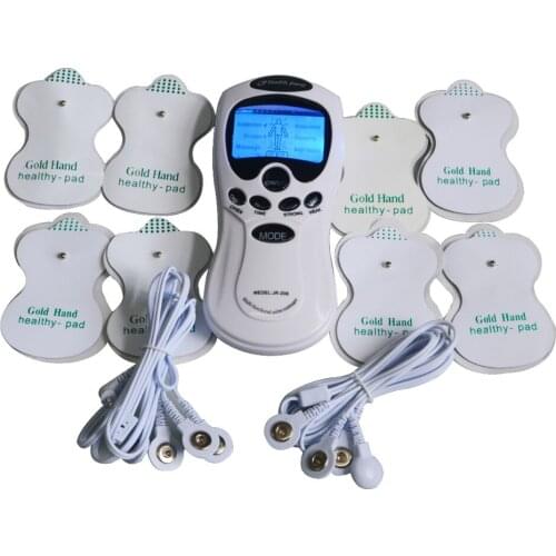 White Dual Input Electrical Stimulator Full Body Relax Muscle Massager Pulse Tens Acupuncture Therapy With 8Pcs Electrode Pads