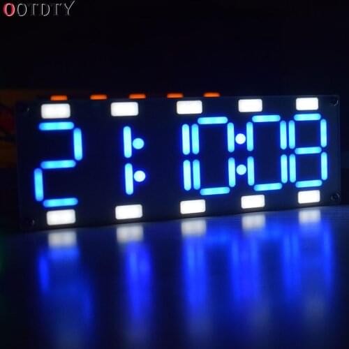 DIY Large Two-Color Digital Clock DIY Kit 6 Digit LED Digital Tube Clock Kit Touch Control +Time Temperature Date Week Display