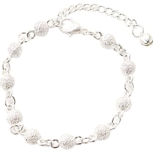 2021 New fashion harajuku simple silver plated beads adjustable bracelets for girls decorations accessories bracelet on the leg