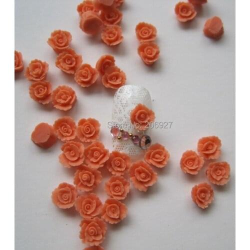 CF4-5 30pcs Cute Ceramic Orange Flower Shape Nail Art Decoration Outlooking