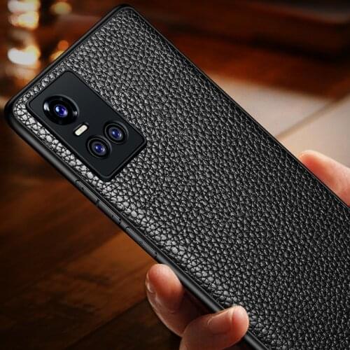 Business Leather Thin Back Case For vivo S10 Pro pebbled pattern Para Cover