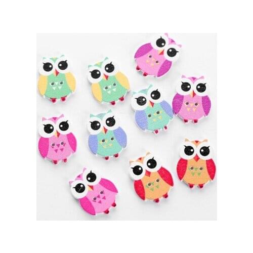 10Pcs /lot Wood Sewing Button Scrapbooking Owl Mixed Two Holes 21mm(7/8")x 17mm(5/8")