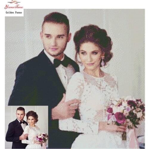 Golden Panno Diamond Painting Photo Picture Square Filled with Diamond Strass Embroidered Baby and Parents Gifts P