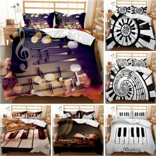2021 Hot Style 3D Digital Music Printing Polyester Bedding Set 1 Duvet Cover + 1/2 Pillowcases Bed in a Bag US/EU/AU Size