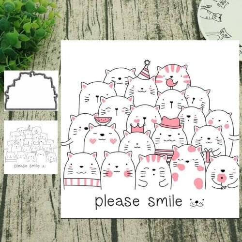 Cats Metal Cutting Dies and clear stamps DIY Scrapbooking Card Stencil Paper Card Album Decoration Paper