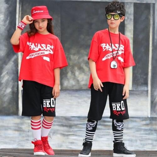 Korean Style Hip Hop Dance Costume Boy Children Jazz Dance Costume for Competition Modern Street Dance Clothing Dance Wear 90