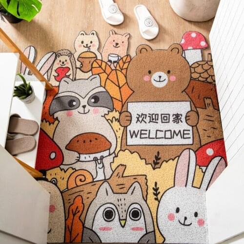 Door Mat Cartoon Floor Mat Doorway Hallway Wire Ring Foot Mat Cutting Carpet Entrance Home Use Cartoon Anime Door Mat