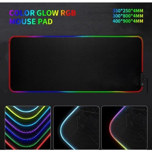 Willkey LED Light Gaming Mouse Pad RGB Super Soft Large Keyboard Cover Non-Slip Rubber Base Computer Carpet Desk Mat PC Game