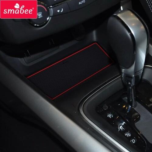 Gate slot mats For RENAULT KADJAR 2015-2018 Interior Door Pad/Cup Dust mats Water Coaster Non-slip red/white