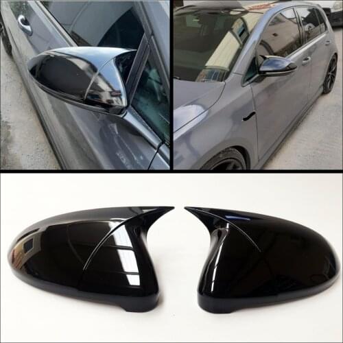 2 Pieces High Quality Abs Plastic Bat Style Mirror Covers Caps RearView Mirror Case Cover Piano Black For Volkswagen Golf 7 MK7