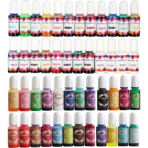 L5YD 24 Bottles High Concentrated Alcohol-Based Inks Epoxy Resin Pigment & 24 Translucent Crystals Liquid Resin Pigment Kit