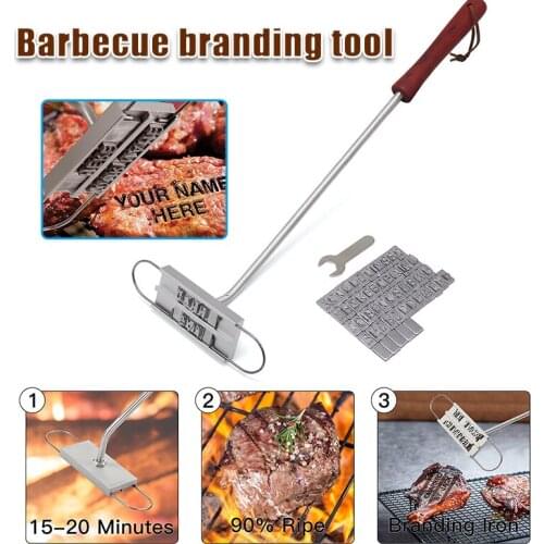 BBQ Branding Iron 52 Letters DIY Barbecue Letter Printed BBQ Steak Tool Meat Grill Forks Barbecue Tool kitchen Stuff GQ