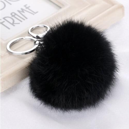 Cute Fluffy Real Rabbit Fur Ball Pompom Key Chain For Women Bunny Fur Pom Pom Keychain On Bag Car Trinket Female Wedding Gift