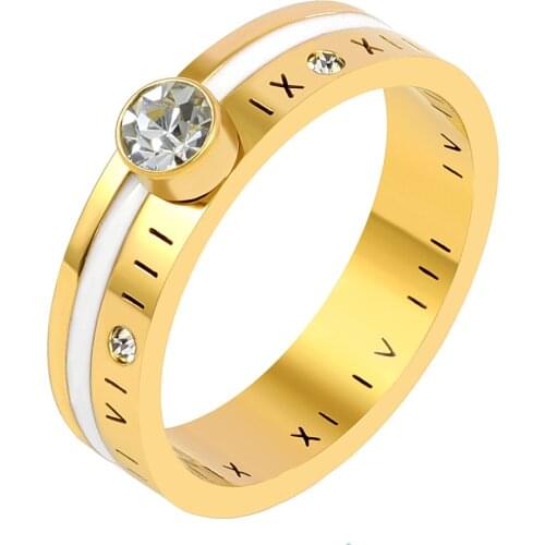 Fashion Roman Numeral Stone Ring Gold Engagement Ring For Women Men Wedding Rings Jewelry Gift