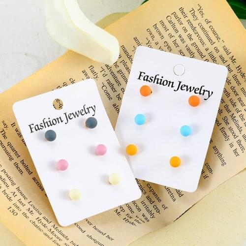 Korean Pop Candy Summer Fresh Wild Cute Multicolored Simple Small Earrings For Women Fashion Stud Set Jewelry Wholesale