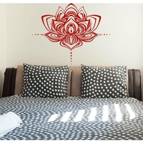 Bohemian Decal Lotus Flower Mandala Vinyl Wall Sticker Home Decor For Bedroom Boho Yoga Studio Decoration Interior Mural MT04
