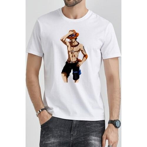 New Japan Anime One Piece Ace Print Cartoon T Shirt Male Luffy Zoro Tees Tops Summer Funny T-shirts Men/Women Harajuku Camisetas