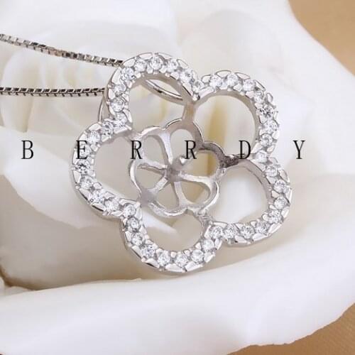 Flower Pendant Base Mountings Findings Jewelry Settings Mounts Accessories Parts for Pearls Beads Crystal Agate Coral Jade