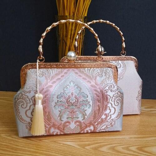 Luxury Women Bags Ethnic Style Embroidery Silk Handbags Cross Shoulder Bags Wallets Clutch Purse Billfold Jewelry Bag Retro Art